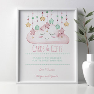 Sterne und Cloud-Girl-Babydusche Poster