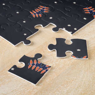 Sterne und einzigartiges Raumschiff-Muster-Puzzle Puzzle