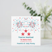 Sterne und Feuerwerke laden ein Einladung (Stehend Vorderseite)