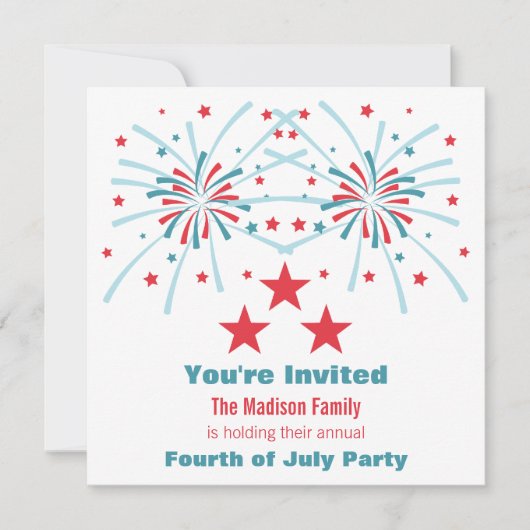 Sterne und Feuerwerke laden ein Einladung (Vorderseite)