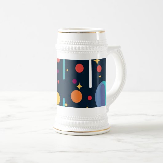 Sterne und Formen auf schwarzem Hintergrund Bierglas (VorderseiteRechts)