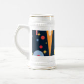 Sterne und Formen auf schwarzem Hintergrund Bierglas (Links)