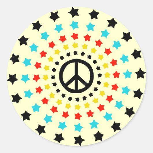 Sterne und Frieden Runder Aufkleber (Vorderseite)