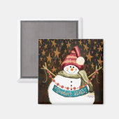Sterne und Hugs Snowman Weihnachtsinspirivity Magnet (Vorderseite/Rückseite)