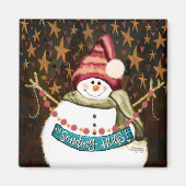 Sterne und Hugs Snowman Weihnachtsinspirivity Magnet (Vorne)