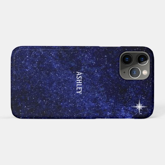 Sterne und Kalligraphie auf der blauen Milchstraße Case-Mate iPhone Hülle (Rückseite (Horizontal))