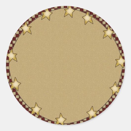 Sterne und Karos - Primitive Themenaufkleber Runder Aufkleber (Vorderseite)