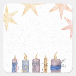 Sterne und Kerzen Quadratischer Aufkleber