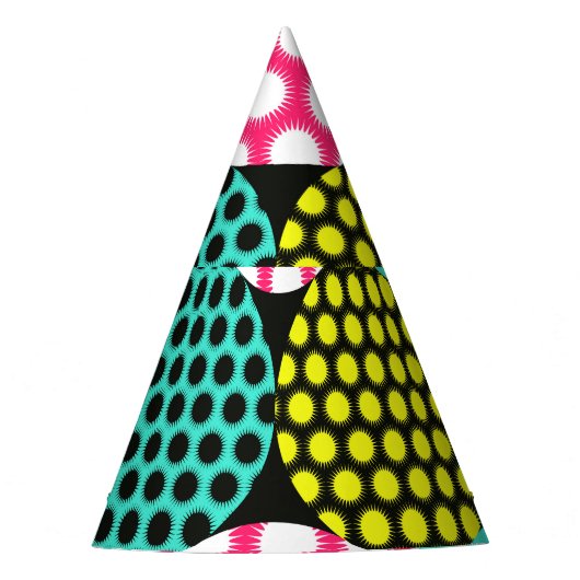 Sterne und Kreise, bunte Pop. Partyhütchen (Vorderseite)