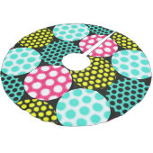 Sterne und Kreise, bunte Pop. Polyester Weihnachtsbaumdecke (Schrägansicht)