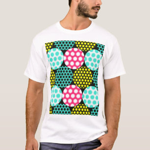 Sterne und Kreise, bunte Pop. T-Shirt