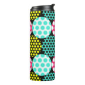 Sterne und Kreise, bunte Pop. Thermosbecher (Nach links gedreht)