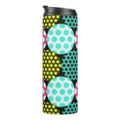 Sterne und Kreise, bunte Pop. Thermosbecher (Nach rechts gedreht)