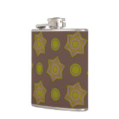 Sterne und Kreise in braun und grün Flachmann (Links)