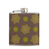 Sterne und Kreise in braun und grün Flachmann (Vorderseite)