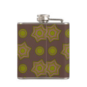 Sterne und Kreise in braun und grün Flachmann (Rückseite)