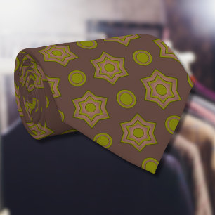 Sterne und Kreise in braun und grün Krawatte