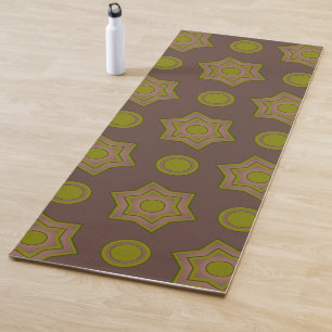 Sterne und Kreise in braun und grün Yogamatte