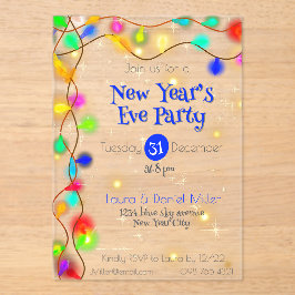 Sterne und Lichtgarland Neujahr 2026 Acryleinladungen