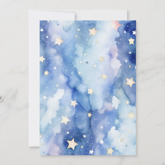 Sterne und Mond Baby Dusche blau Einladung (Rückseite)