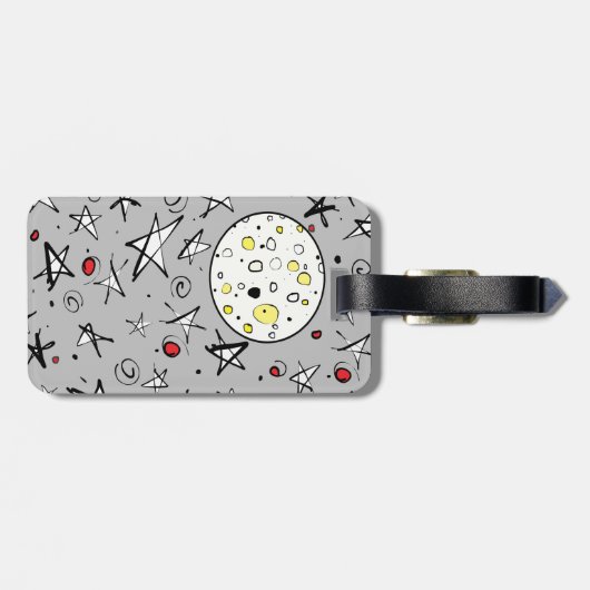 Sterne und Mond Gepäckanhänger (Rückseite horizontal)