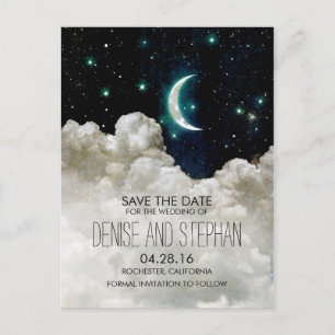Sterne und Mond-Save the Date Postkarten