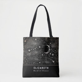 Sterne und Mond Starry Night Celestial Black Tasche