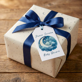 Sterne und Mond verträumte Babydusche blau Einladu Geschenkanhänger
