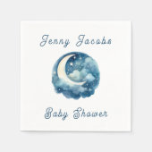 Sterne und Mond verträumte Babydusche blau Einladu Serviette (Vorderseite)