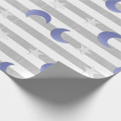 Sterne und Monde Grau und Blau Geschenkpapier (Ecke)