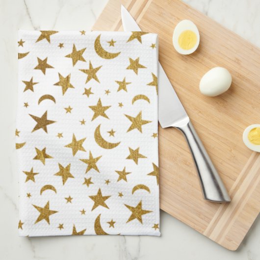 Sterne und Monde Küchentuch (Viertel Falte)