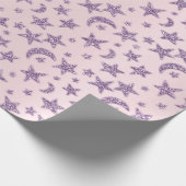 Sterne und Moon Pink Blue Navy Funkelnd Lavendel Geschenkpapier (Ecke)