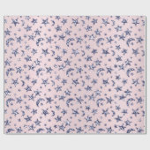 Sterne und Moon Pink Blue Navy Funkelnd Pastete Geschenkpapier (Flach)