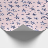 Sterne und Moon Pink Blue Navy Funkelnd Pastete Geschenkpapier (Ecke)