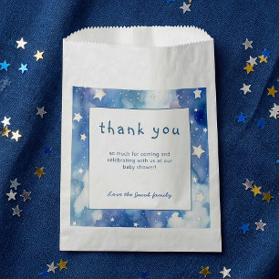 Sterne und Nachthimmel Babydusche blau Danke Geschenktütchen