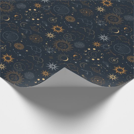 Sterne und Planeten Muster Geschenkpapier (Ecke)