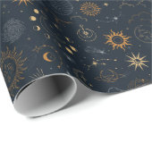 Sterne und Planeten Muster Geschenkpapier (Rolleneckpunkt)