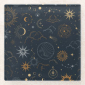 Sterne und Planeten Muster Glasuntersetzer (Vorderseite)