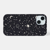 Sterne und Planeten Muster iPhone 15 Hülle (Rückseite (Horizontal))