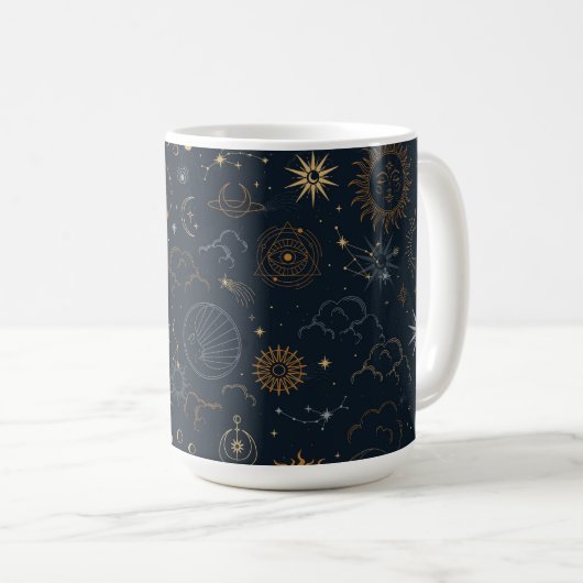 Sterne und Planeten Muster Kaffeetasse (VorderseiteRechts)