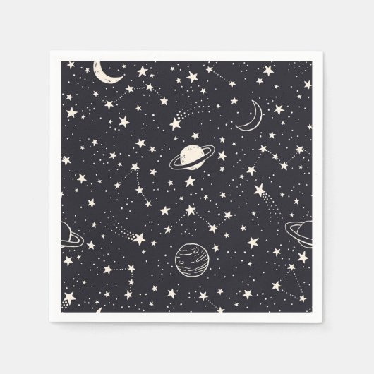 Sterne und Planeten Muster Serviette (Vorderseite)
