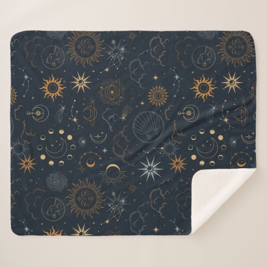 Sterne und Planeten Muster Sherpadecke (Vorderseite (Horizontal))