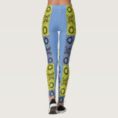 Sterne und Räder in blau und gelb Leggings (Rückseite)