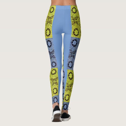 Sterne und Räder in blau und gelb Leggings (Rückseite)