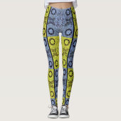 Sterne und Räder in blau und gelb Leggings (Vorderseite)
