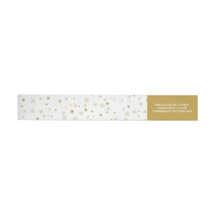 Sterne und Schneeflocken   Gold Holiday Label