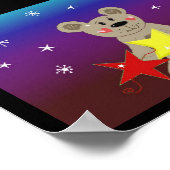 Sterne und Schneeflocken mit kleinem Bär Poster (Ecke)