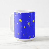 Sterne und Schneeflocken Schneesturm auf Royal Blu Kaffeetasse (Vorderseite Links)