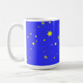 Sterne und Schneeflocken Schneesturm auf Royal Blu Kaffeetasse (Links)