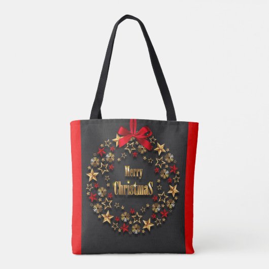 Sterne und Schneeflocken Weihnachtskranz Tasche (Rückseite)